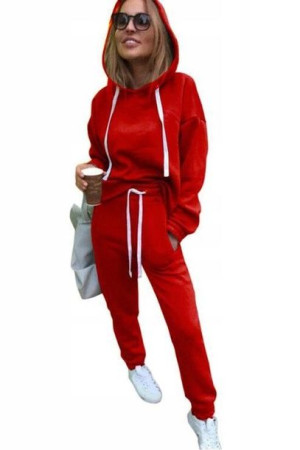 Modny dres damski komplet spodnie i bluza XL CZERWONY