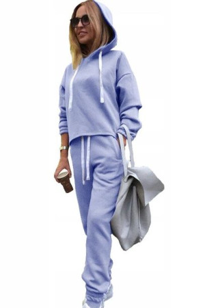Modny dres damski komplet spodnie i bluza M NIEBIESKI
