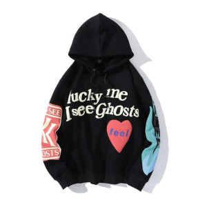 Bluza z kapturem Lucky me i see ghosts unisex Kanye West Smiley Flame XXL