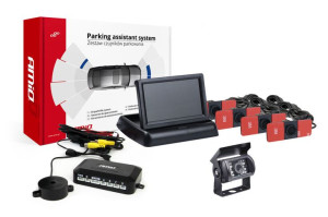 Zestaw czujników parkowania tft02 4,3" z kamerą hd-501-ir 4 sensory czarne