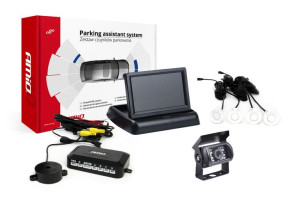 Zestaw czujników parkowania tft02 4,3" z kamerą hd-501-ir 4 sensory białe