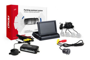 Zestaw czujników parkowania tft02 4,3" z kamerą hd-308-led 4 sensory srebrn