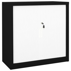 Szafka z drzwiami przesuwnymi, czarno-biała, 90x40x90 cm, stal