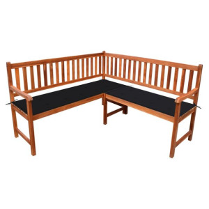 Narożna ławka ogrodowa z poduszkami, 150 cm, drewno akacjowe