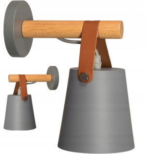 Lampa Kinkiet Ścienny Metalowy Z Paskiem Szary