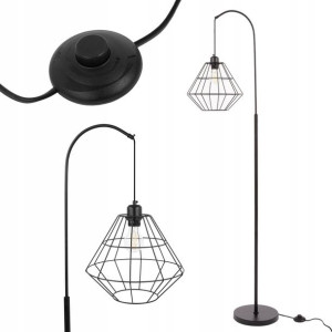 Lampa Stojąca Podłogowa Black Loft Czarna Diament