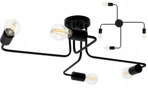 Lampa sufitowa Toolight Agaro 4 pająk loft czarna