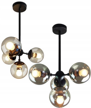 Lampa Wisząca Sufitowa 4 Kule Czarna Skandynawska
