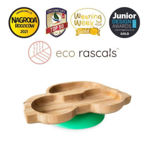   ECORASCALS  Miseczka Bambusowa Autko zielone z przyssawką