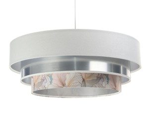 Biało-srebrna lampa wisząca z okrągłym abażurem - S452-Ilia