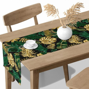 BIEŻNIK obrus na stół KOLOROWY wzory 40x110 D404-208-02 liście monstery