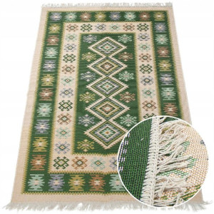 Dywan kilim tkany dwustronny wzór 120x180 zielony