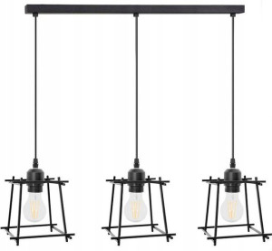 Druciana lampa sufitowa LOFT czarna Potrójna 3xE27