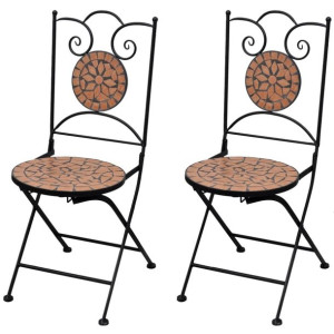 Składane krzesła bistro, 2 szt., ceramiczne, terak