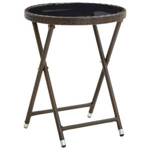 Stolik herbaciany, brązowy, 60 cm, rattan PE i szk