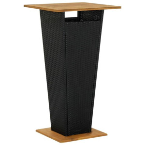 Stolik barowy, czarny, 60x60x110 cm, rattan PE i l