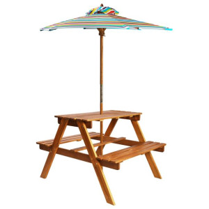 Dziecięcy stolik piknikowy z parasolem 79x90x60 cm
