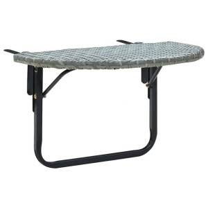 Stolik balkonowy, szary, 60x60x50 cm, rattan PE