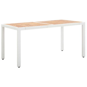 Stół ogrodowy, biały, 150x90x75 cm, rattan PE i dr