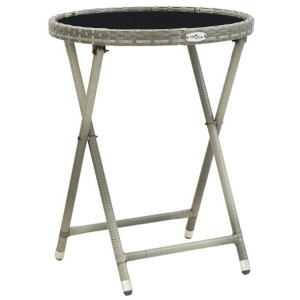 Stolik herbaciany, szary, 60 cm, rattan PE i szkło