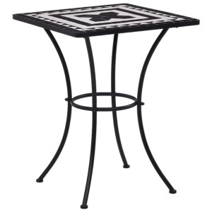 Mozaikowy stolik bistro, czarno-biały, 60 cm, cera