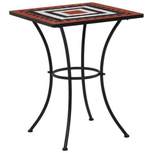 Mozaikowy stolik bistro, terakotowo-biały, 60 cm,