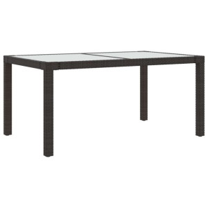 Stół ogrodowy, 150x90x75 cm, szkło i rattan PE, br
