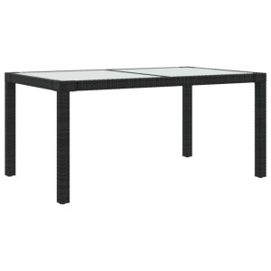 Stół ogrodowy, 150x90x75 cm, szkło i rattan PE, cz
