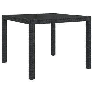 Stół ogrodowy, 90x90x75 cm, szkło i rattan PE, cza
