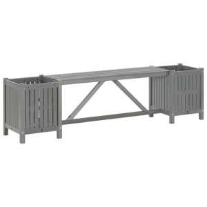 Ławka ogrodowa z 2 donicami 150 cm, lite drewno ak