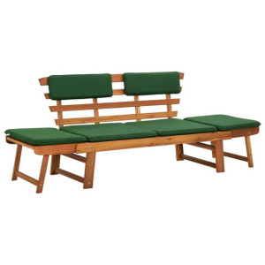 Ławka ogrodowa z poduszkami, 2-w-1, 190 cm, drewno