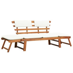Ławka ogrodowa z poduszkami, 2w1, 190 cm, lite dre