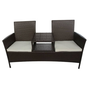 Dwuosobowa sofa ogrodowa ze stolikiem, rattan PE,