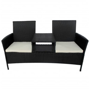 Dwuosobowa sofa ogrodowa ze stolikiem, rattan PE,