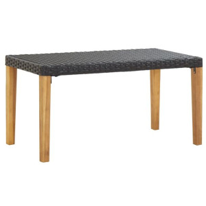 Ławka ogrodowa, 120 cm, czarna, polirattan i drewn