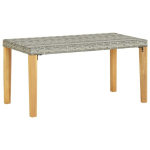 Ławka ogrodowa, 120 cm, szara, polirattan i drewno
