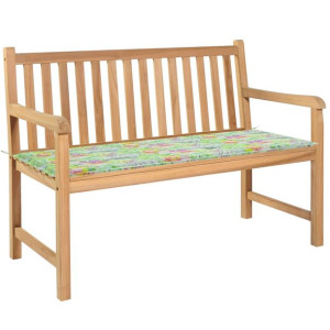 Ławka ogrodowa z poduszką w liście, 120 cm, lite d