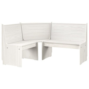 Ogrodowa ławka narożna, 151 cm, sosnowa, biała
