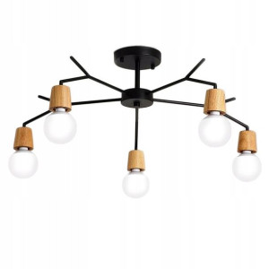 Lampa Sufitowa Wisząca Skandynawska Loft Drewno 5