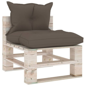 Sofa środkowa z palet, z poduszkami, drewno sosnow