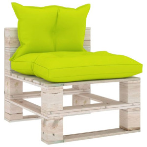 Sofa środkowa z palet, z poduszkami, drewno sosnow
