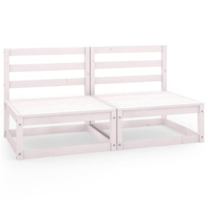 2-osobowa sofa ogrodowa, biała, lite drewno sosnow
