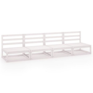 4-osobowa sofa ogrodowa, biała, lite drewno sosnow