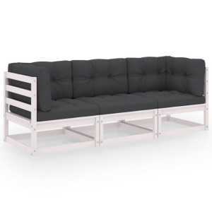 3-osobowa sofa ogrodowa z poduszkami, lite drewno