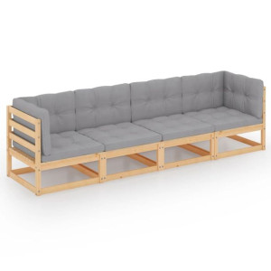 4-osobowa sofa ogrodowa z poduszkami, lite drewno