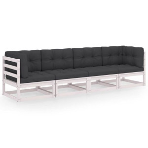 4-osobowa sofa ogrodowa z poduszkami, lite drewno