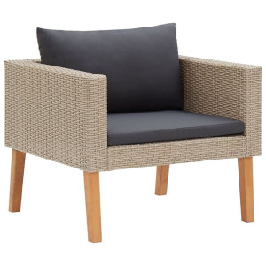Pojedyncza sofa ogrodowa z poduszkami, rattan PE,