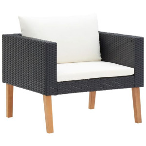 Pojedyncza sofa ogrodowa z poduszkami, rattan PE,