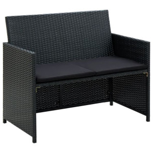 2-osobowa sofa ogrodowa z poduszkami, polirattan,