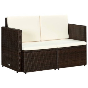 2-osobowa sofa ogrodowa z poduszkami, polirattan,
